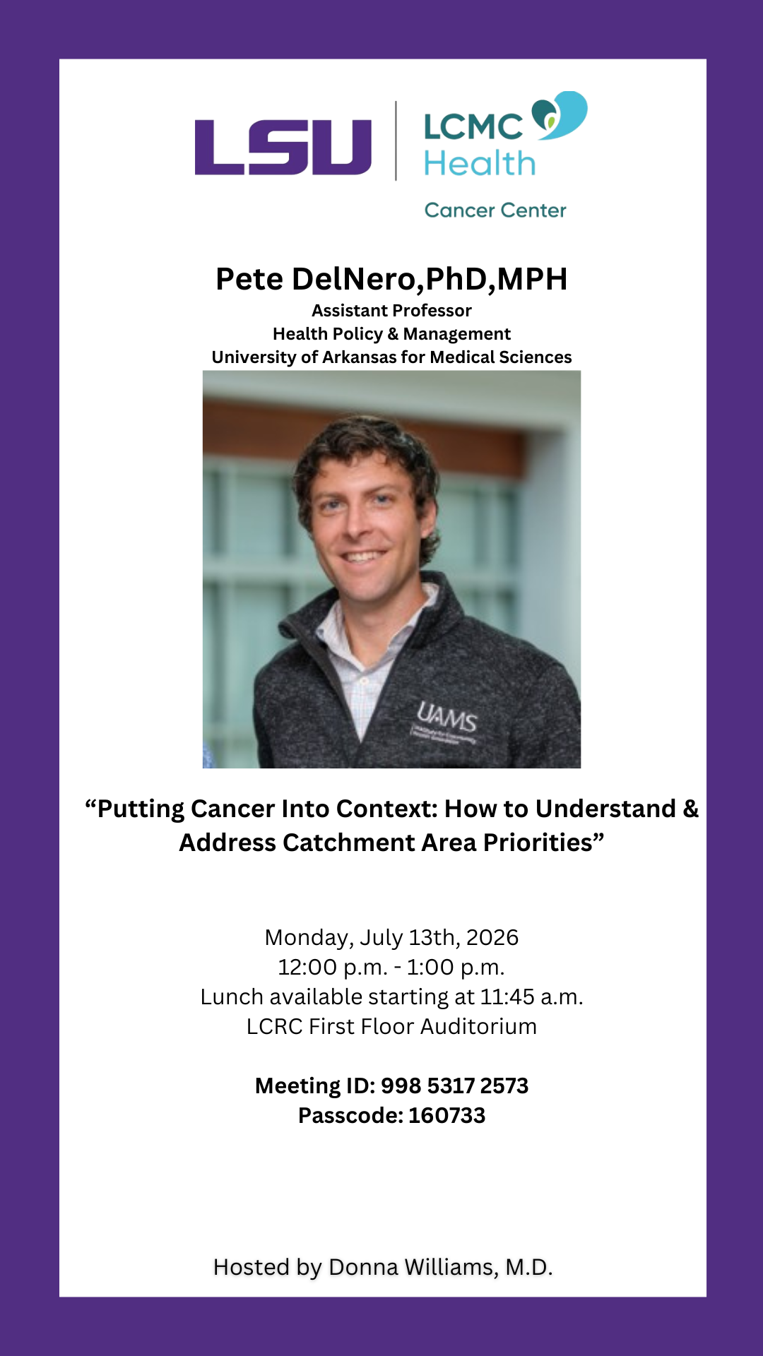 Seminar Speaker: Pete DelNero, PhD, MPH