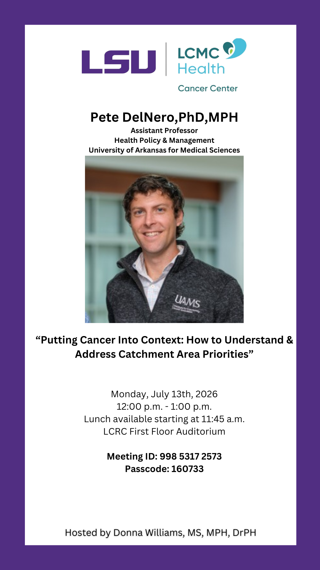 Seminar Speaker: Pete DelNero, PhD, MPH