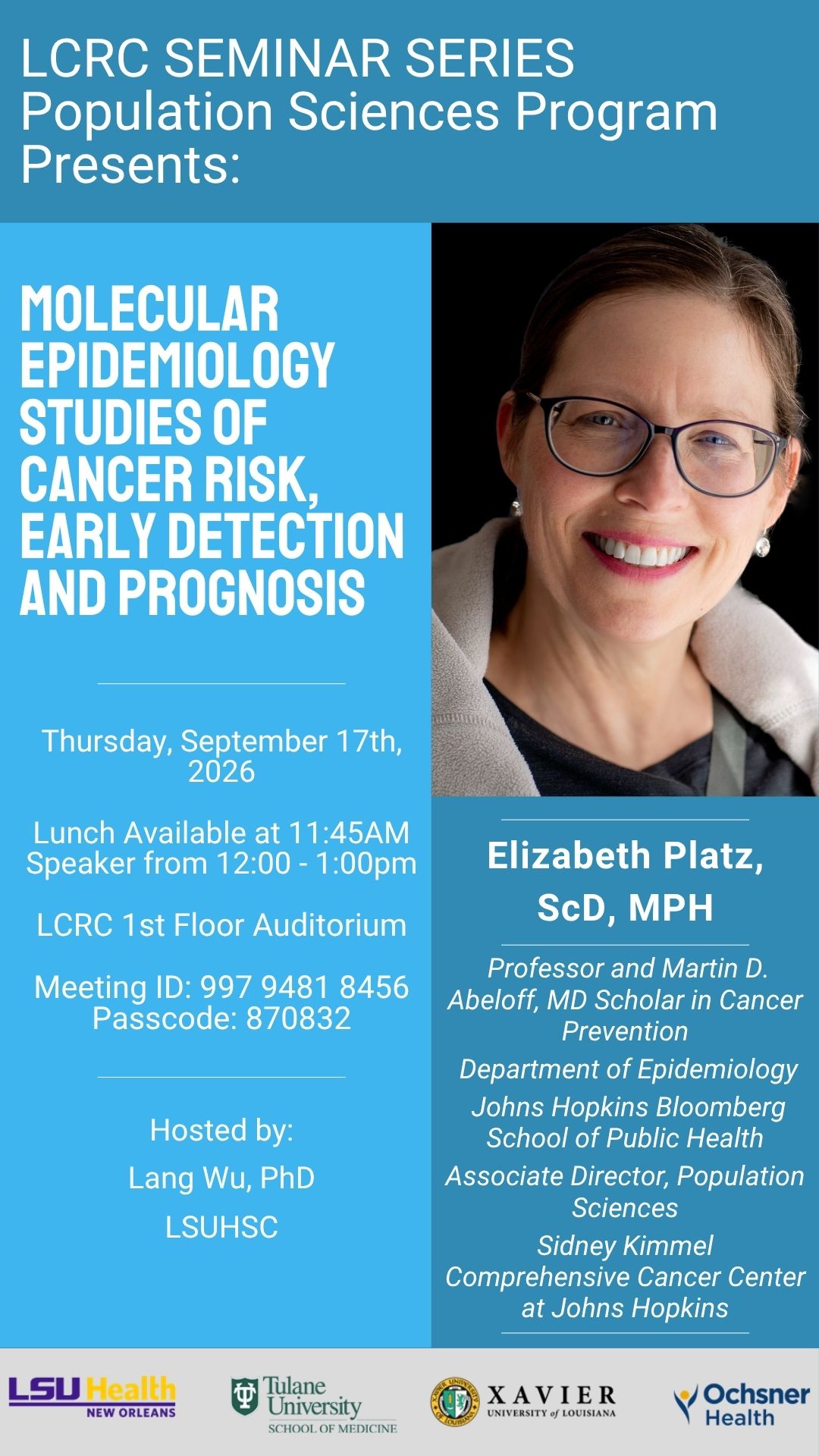 Seminar Speaker: Elizabeth A. Platz, ScD, MPH