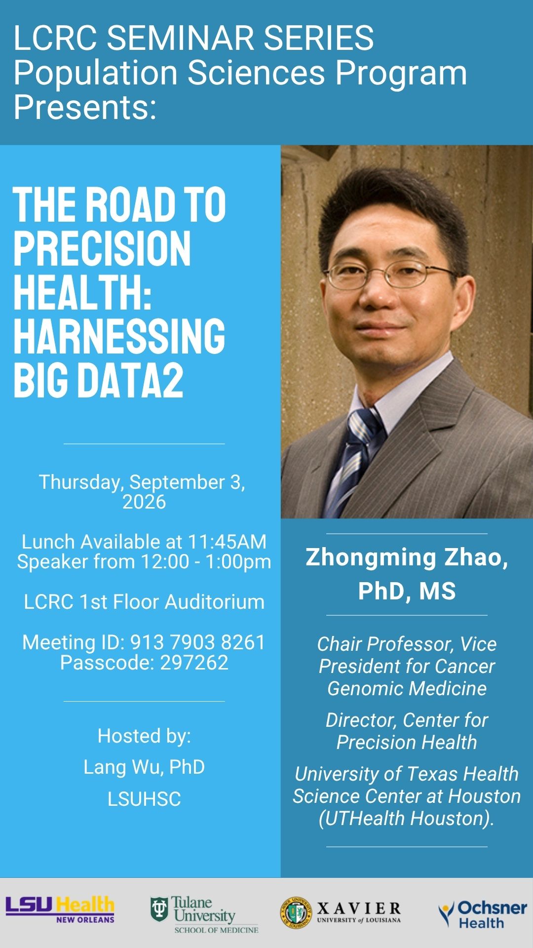 Seminar Speaker: Zhongming Zhao, PhD, MS