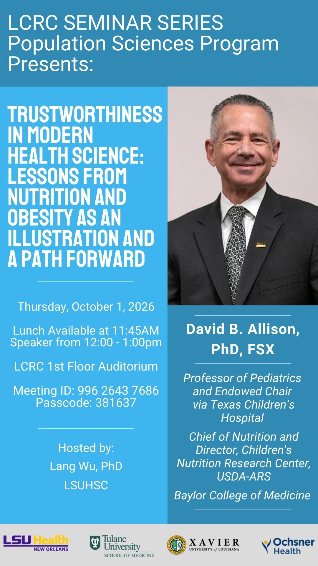 Seminar Speaker: David B. Allison, PhD, FSX