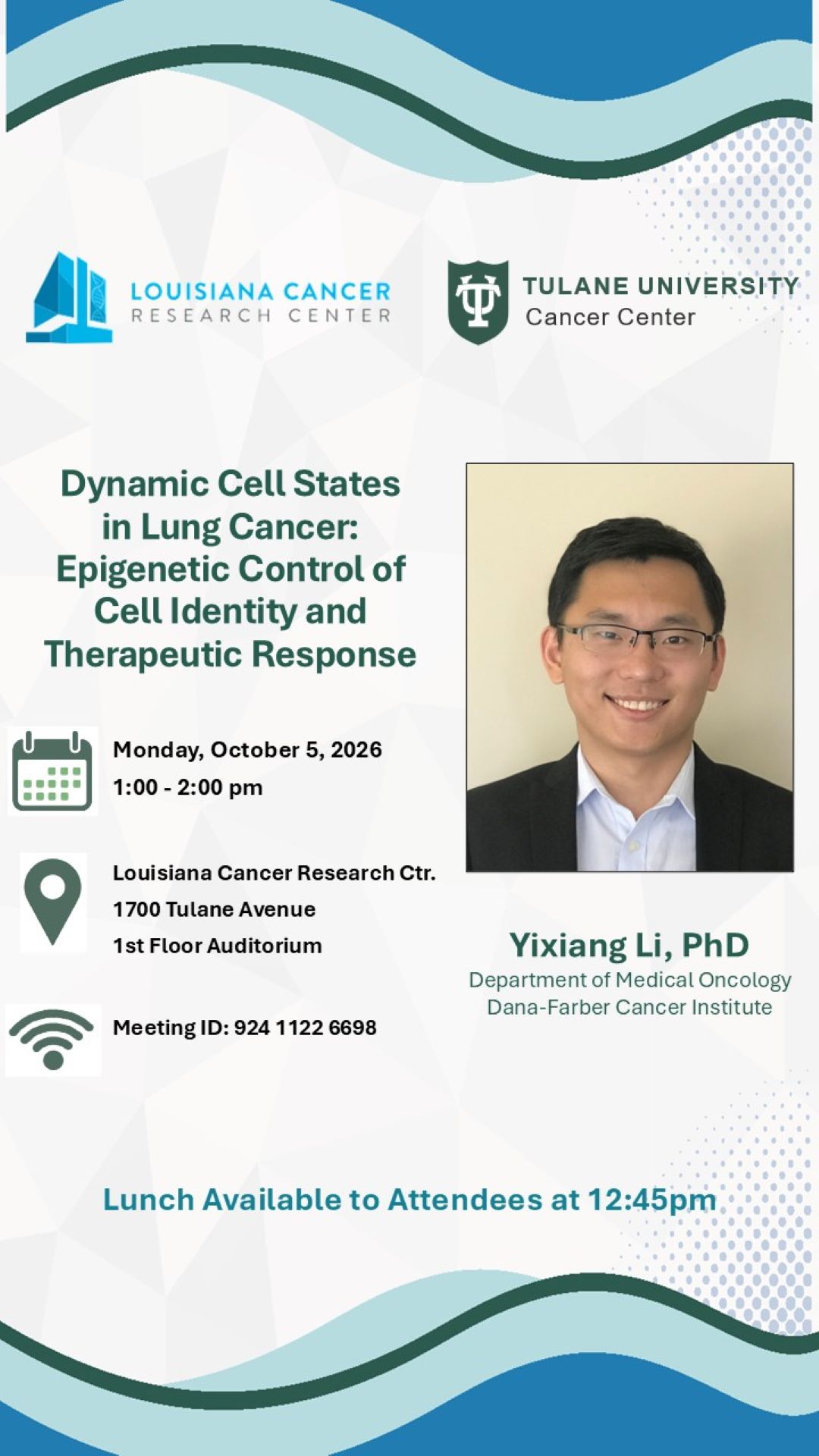 Seminar Speaker: Yixiang Li, PhD
