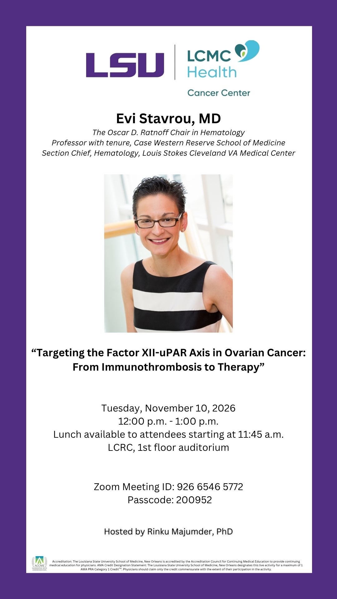 Seminar Speaker: Evi Stavrou, MD