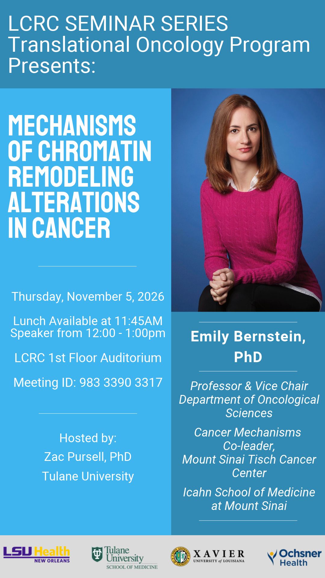 Seminar Speaker: Emily Bernstein, PhD