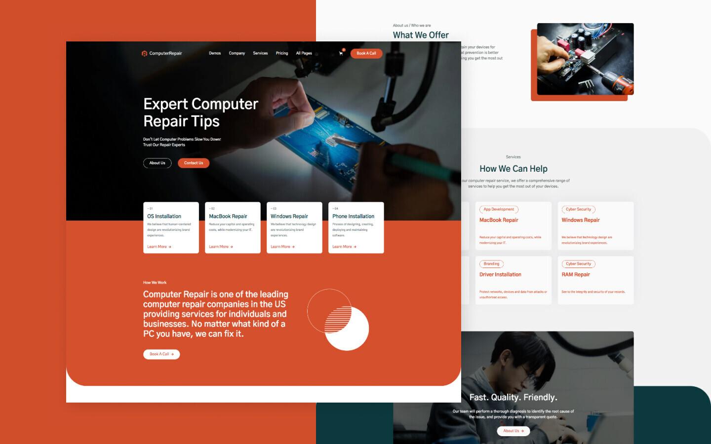 Computer Repair 128 Website Page Template for Webflow