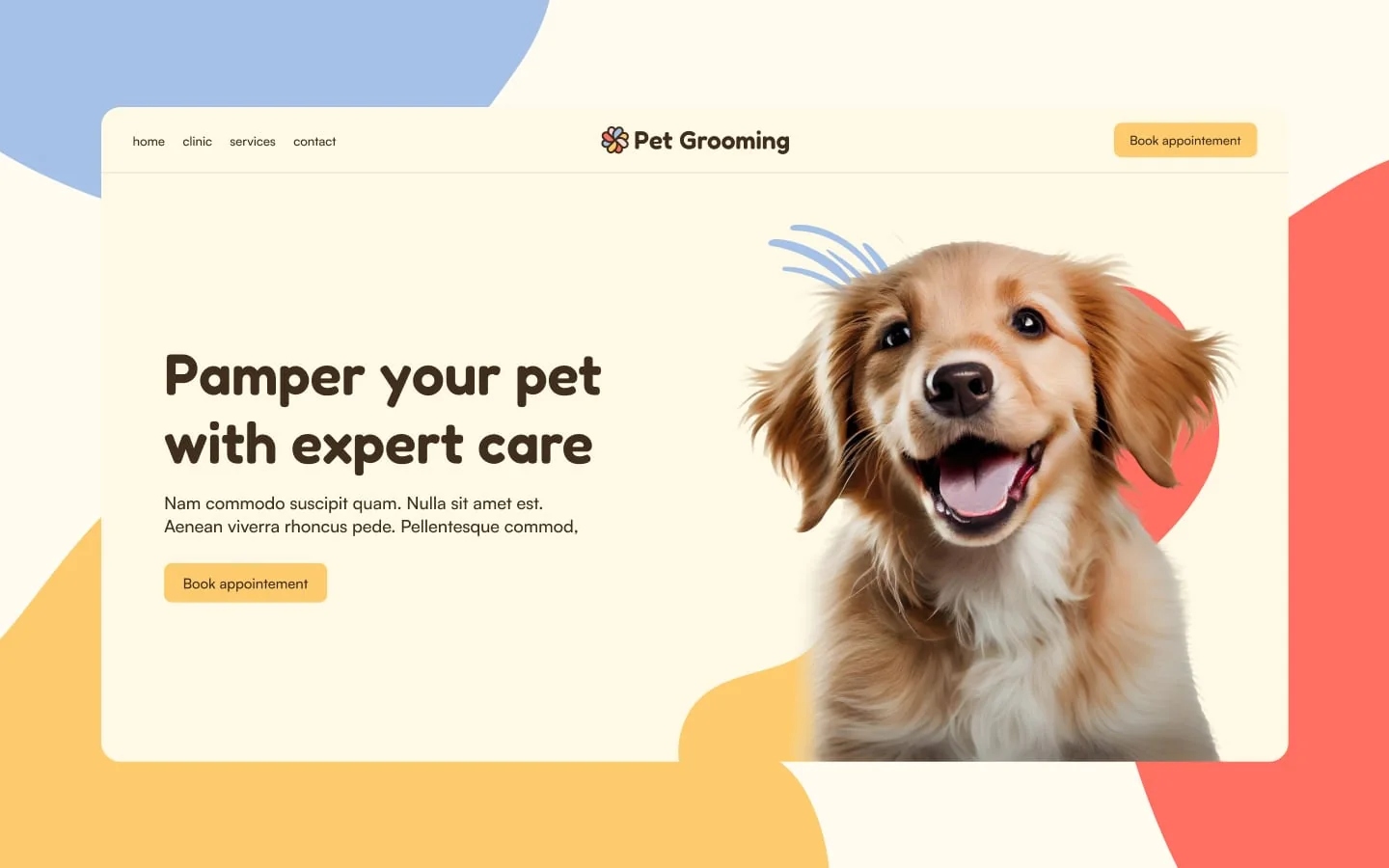 Pet Grooming Website Page Template for Webflow