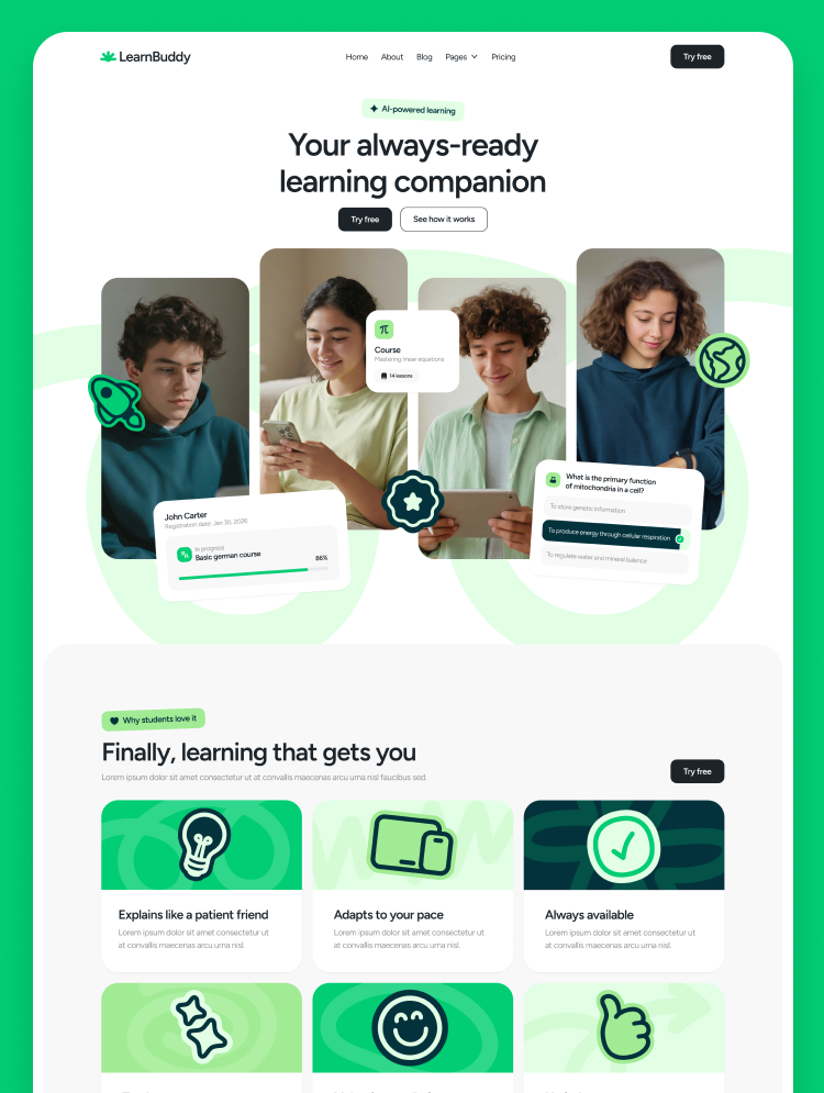 LearnBuddy - AI Learning Platform Webflow Template