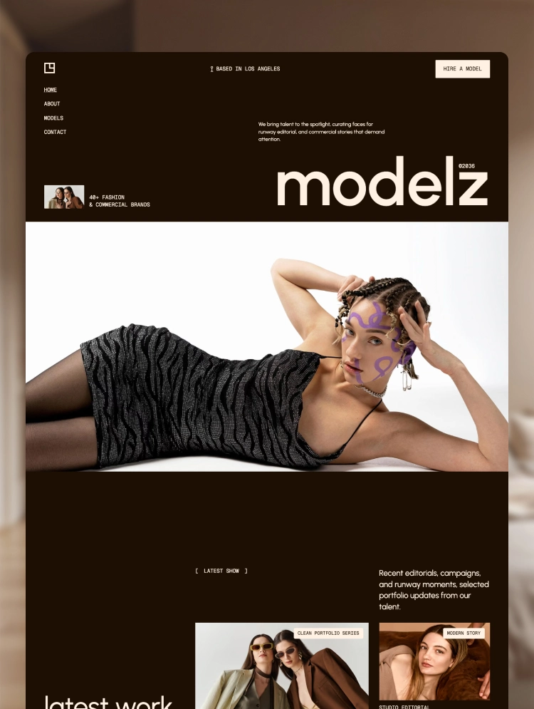 Modelz by Peterdraw - Portfolio, Agency design asset by webflow
