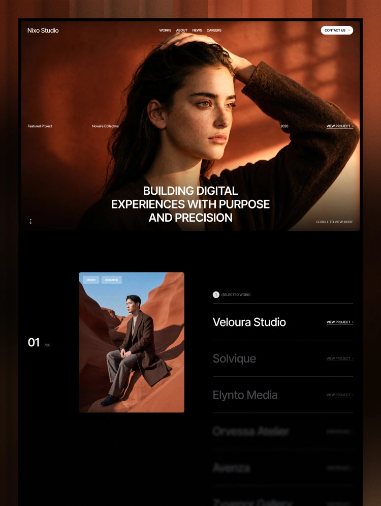 Nixo Studio by Codexzel - Portfolio, Agency design asset by webflow