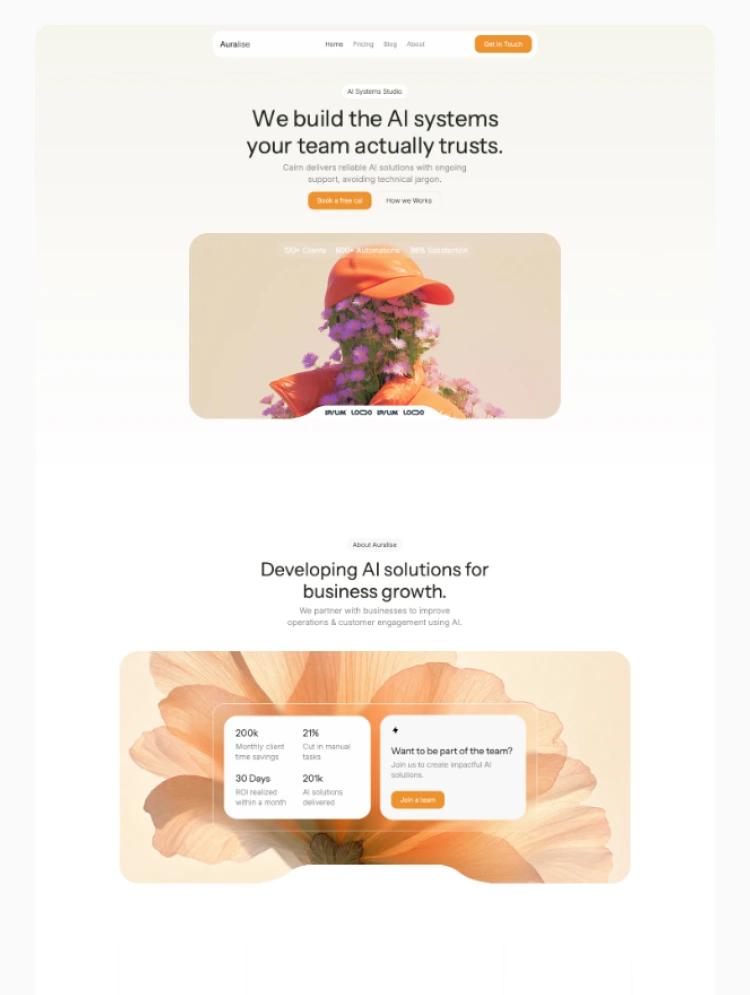 Auralise by jodysaptra - Portfolio, Agency design asset by webflow