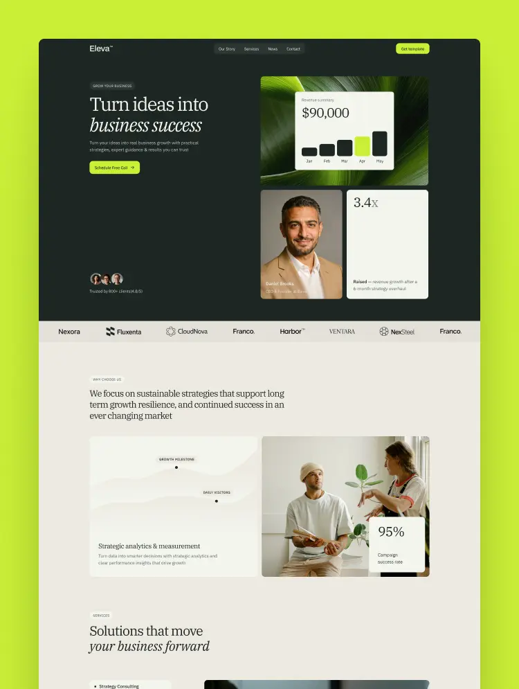Eleevan by TemplateFlow - Portfolio, Agency design asset by webflow