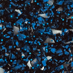 Kleurstaal Vulcanic Spark van WaterRows met zwarte structuur en blauwe glinstering