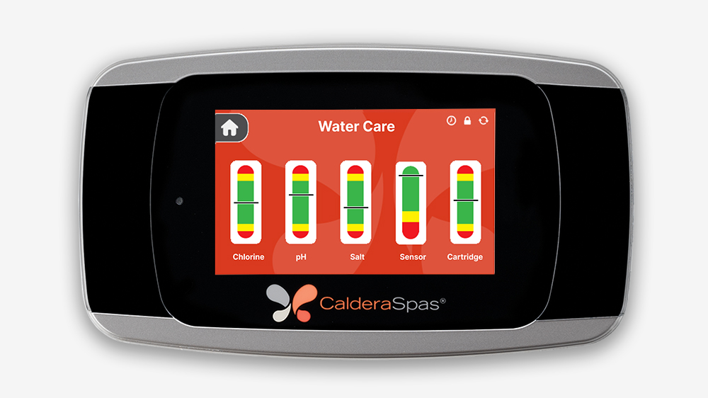 Caldera Spas FreshWater IQ bedieningspaneel met waterkwaliteit-indicatoren