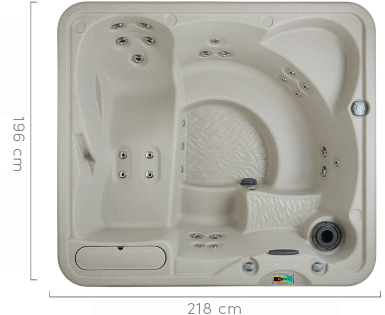 Fantasy spa met bruisende jets en ergonomische zitplaatsen