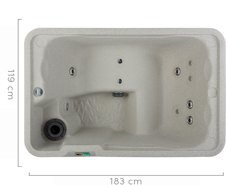 Fantasy spa-jacuzzi met verschillende waterstralen en ergonomische zitplaats