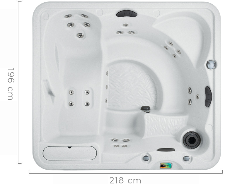 Fantastische spa met veelzijdige waterjets en comfortabele zitplaatsen