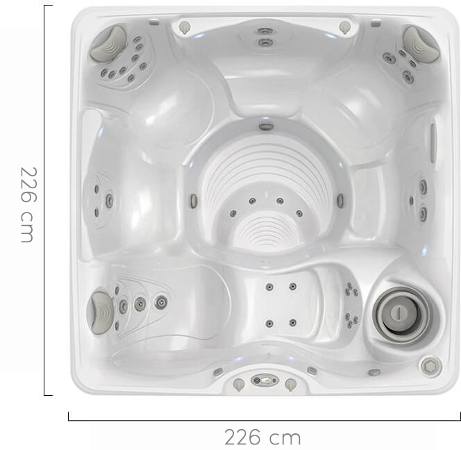 Witte caldera spa met meerdere waterstralen en ergonomische zitplaatsen