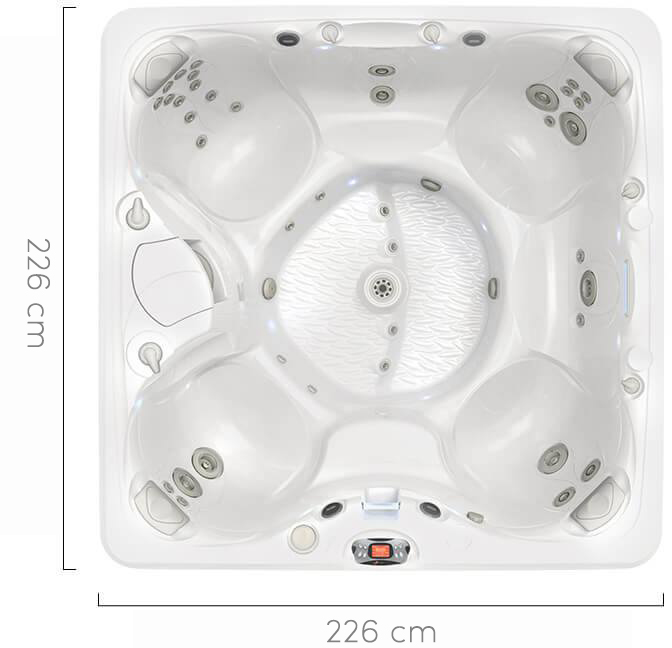 Caldera spa met meerdere hydromassage-jets en ergonomische zitplaatsen