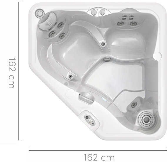 Caldera spa met hoekontwerp en hydrotherapeutische straalmonden