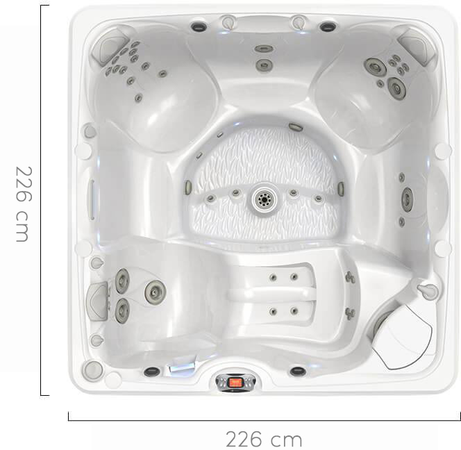 Witte caldera spa met meerdere waterstralen en ergonomische zitplaatsen