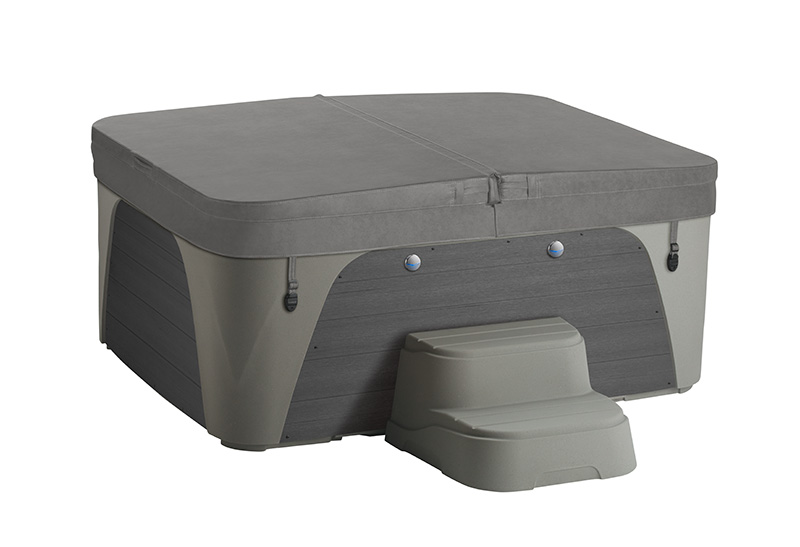 Fantasy spa-bubbelbad met grijze afwerking en moderne stap