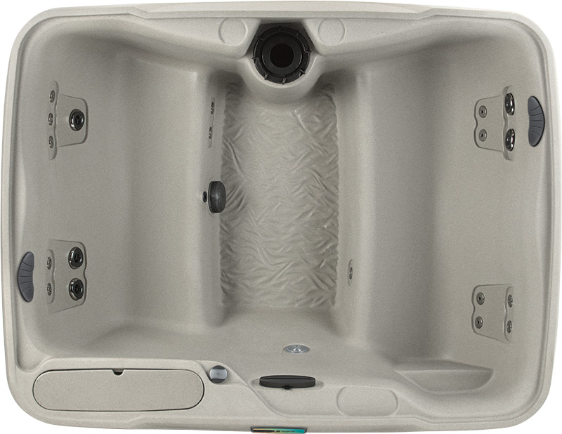 Fantasy spa-jacuzzi met stijlvolle grijze afwerking en hydrotherapie-elementen