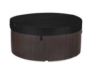 Fantasy spa hottub met strak design in donkere bruine tinten