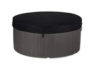 Fantasy spa hottub met zwarte deksel en grijze houten behuizing