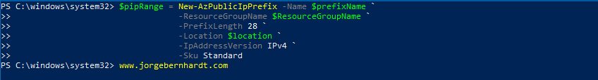 Azure IP public prefix