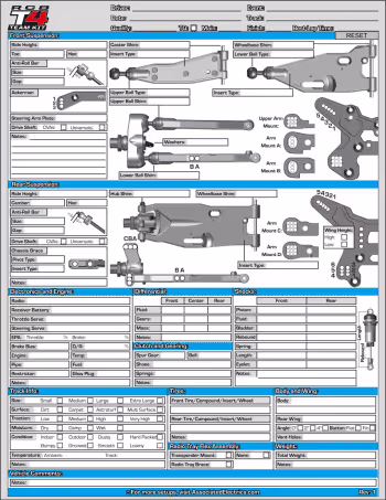 Team Associated RC8 T4 Setup Sheet Blank