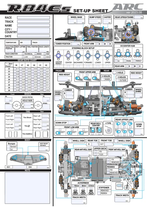 ARC R8.4ES Setup Sheet Editable