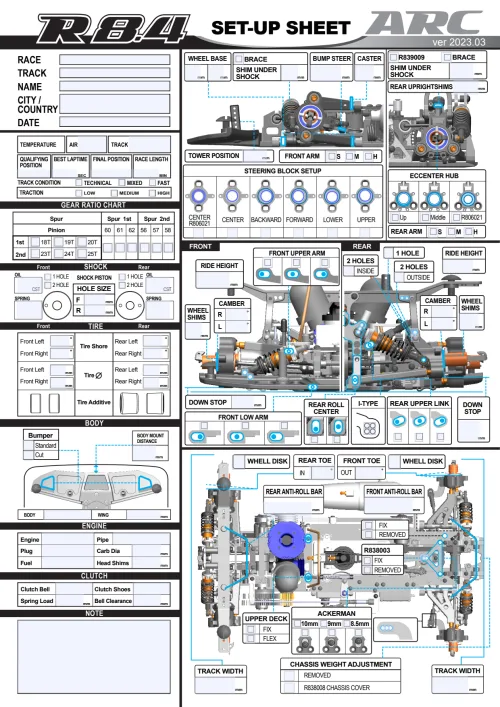 ARC R8.4 Setup Sheet Editable
