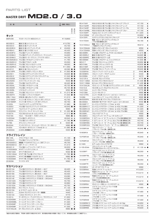 Yokomo MD3-0 Parts List