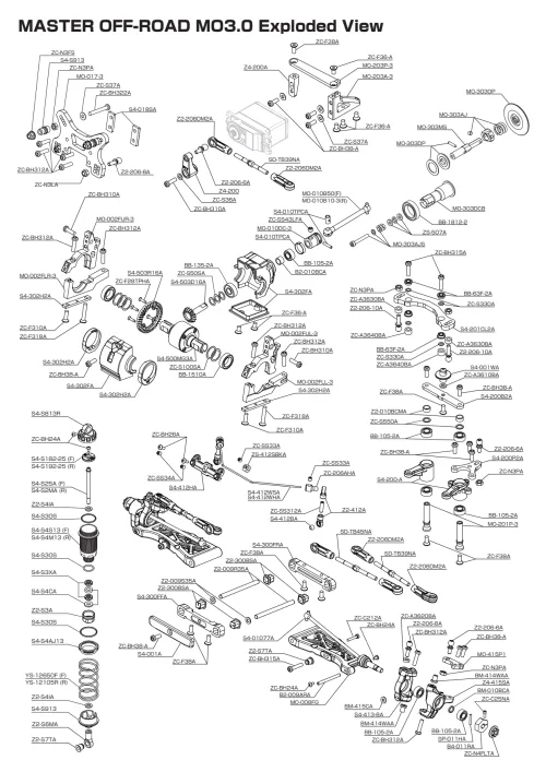 Yokomo MO3-0 Exploded View