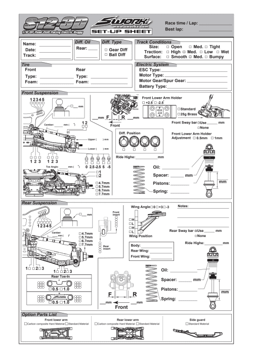 Sworkz S12-3 Setup Sheet Blank