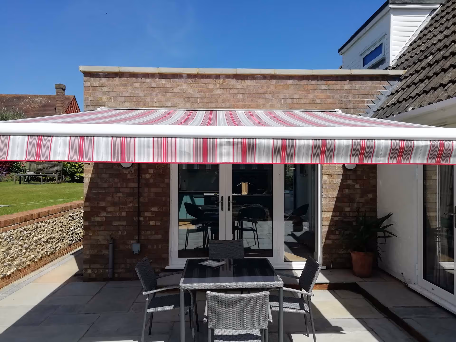 A beautiful awning in a garden