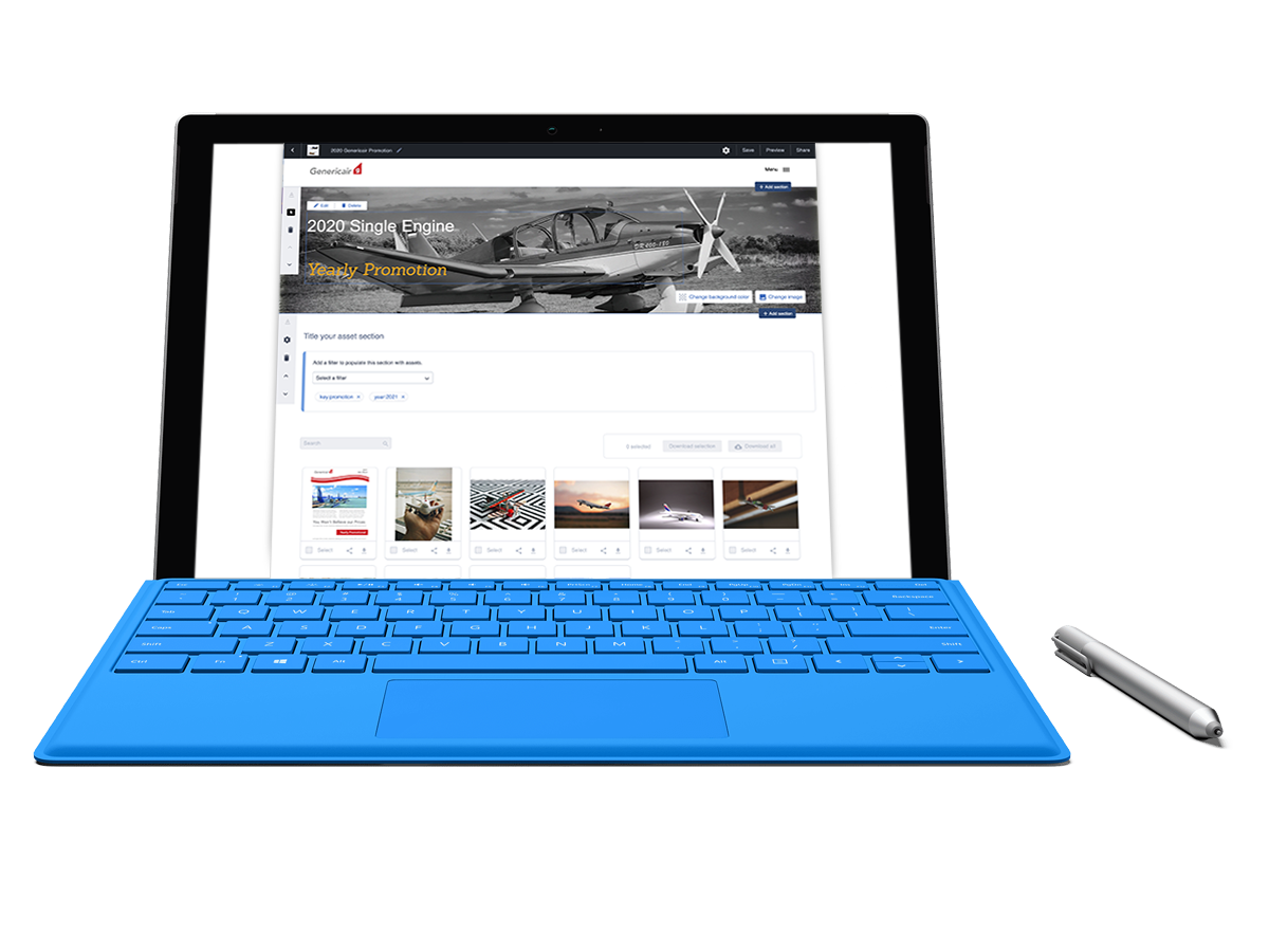 Laptop computer displaying dynamic gallery.