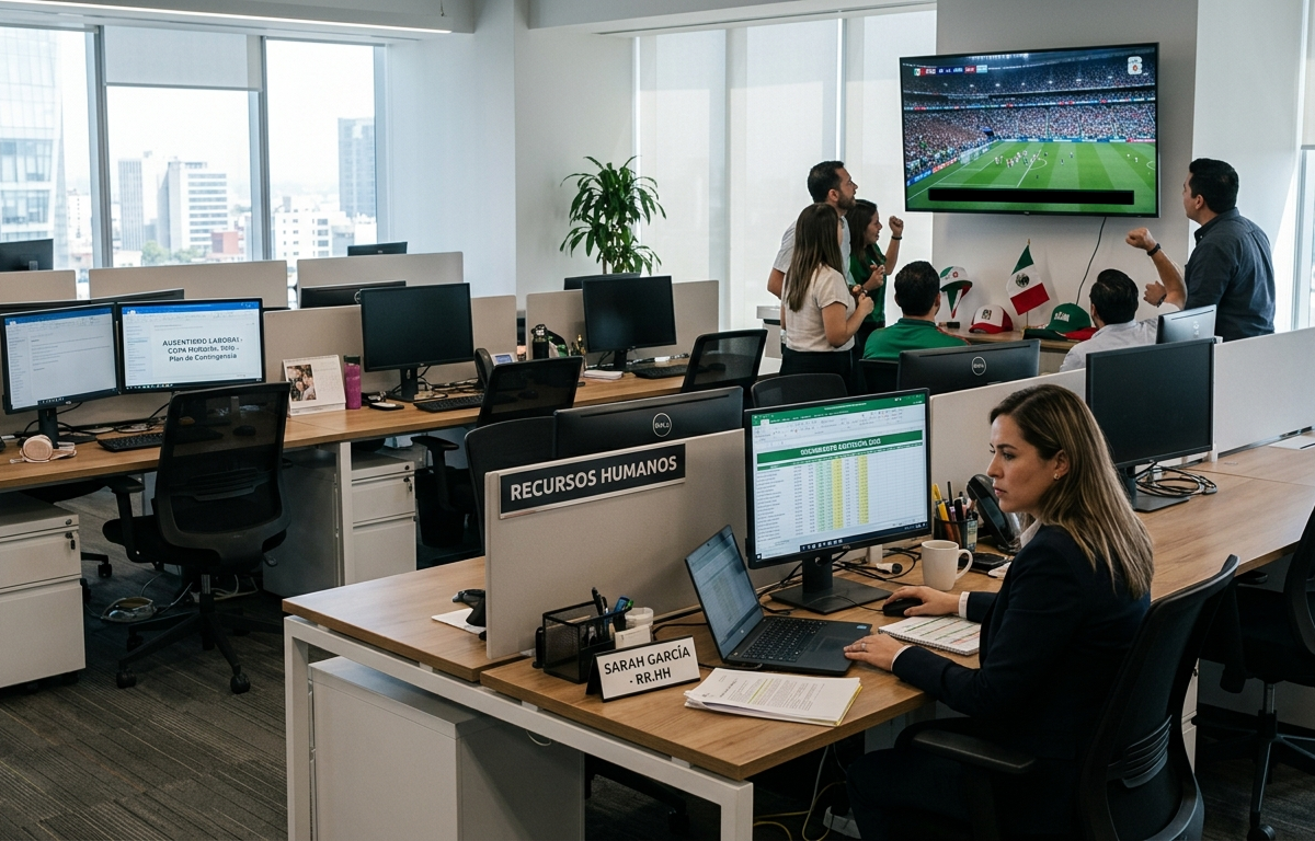 Responsable de RR.HH trabajando en plan de contingencia de ausentismo durante la Copa del Mundo 2026