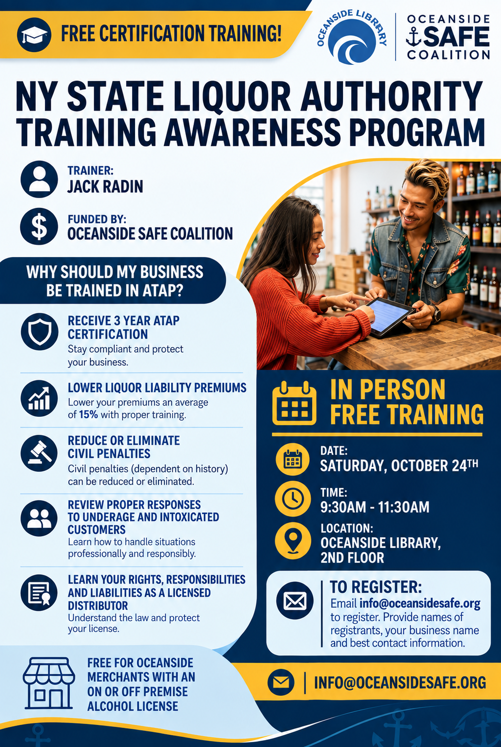 LOCAL BUSINESSES: Get trained in the NY State Alcohol Training Awareness Program!