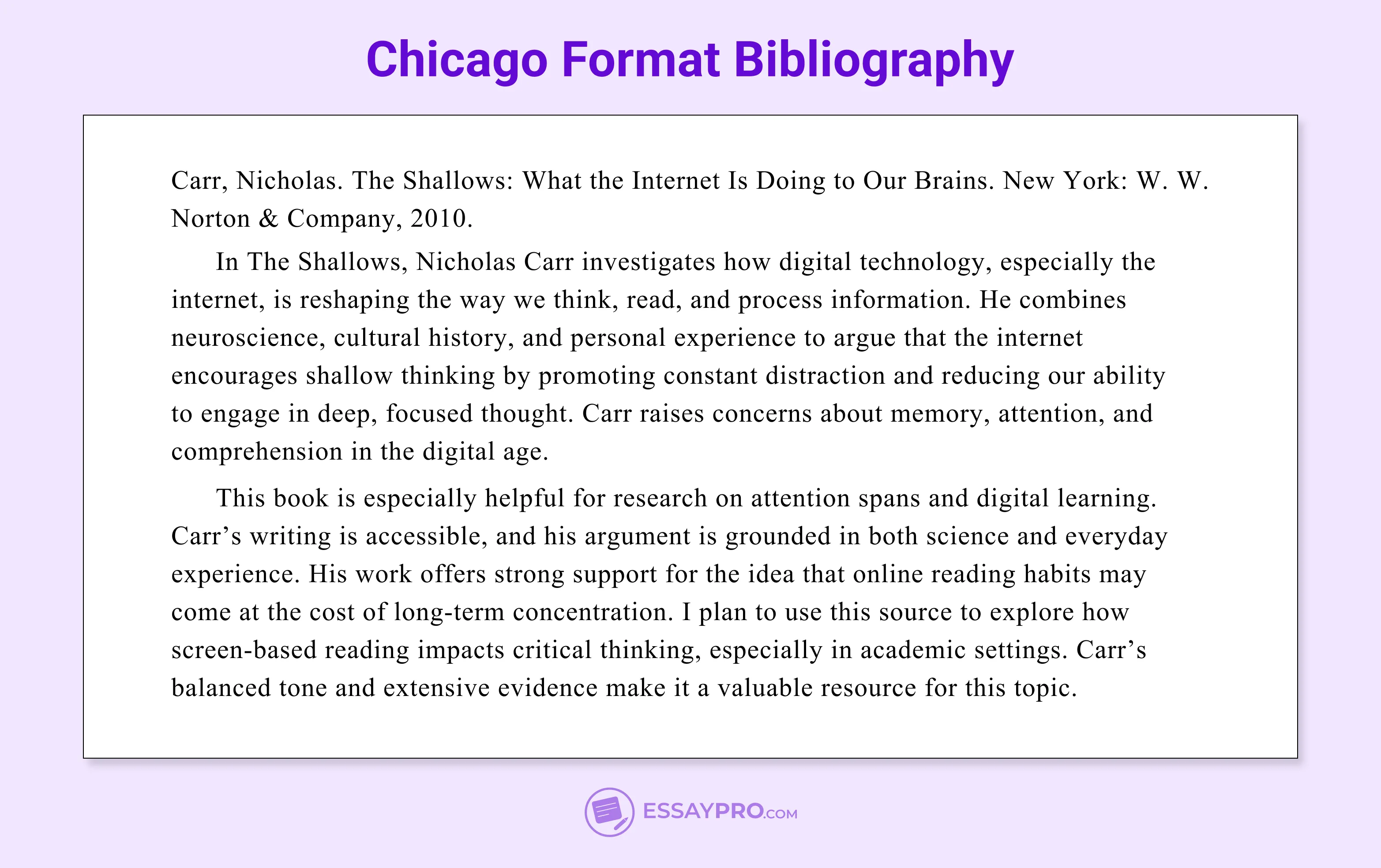 Chicago Format Bibliography