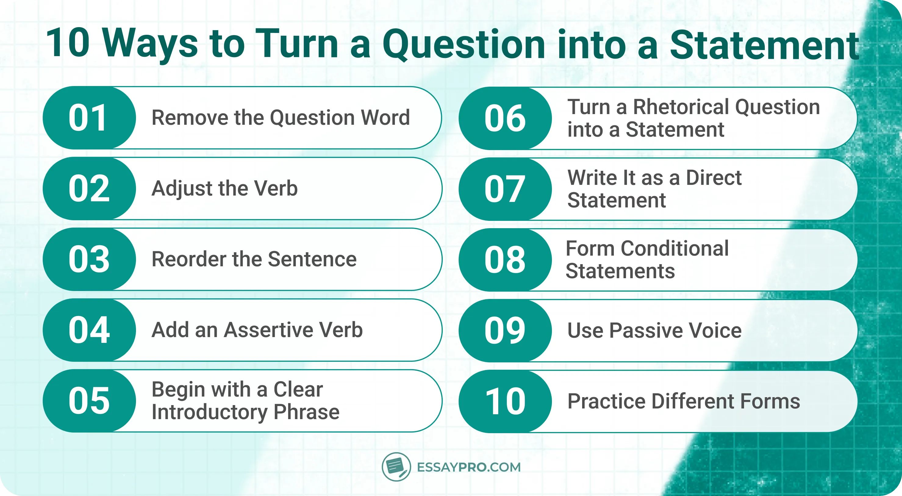 10 ways to turn a question into a statement