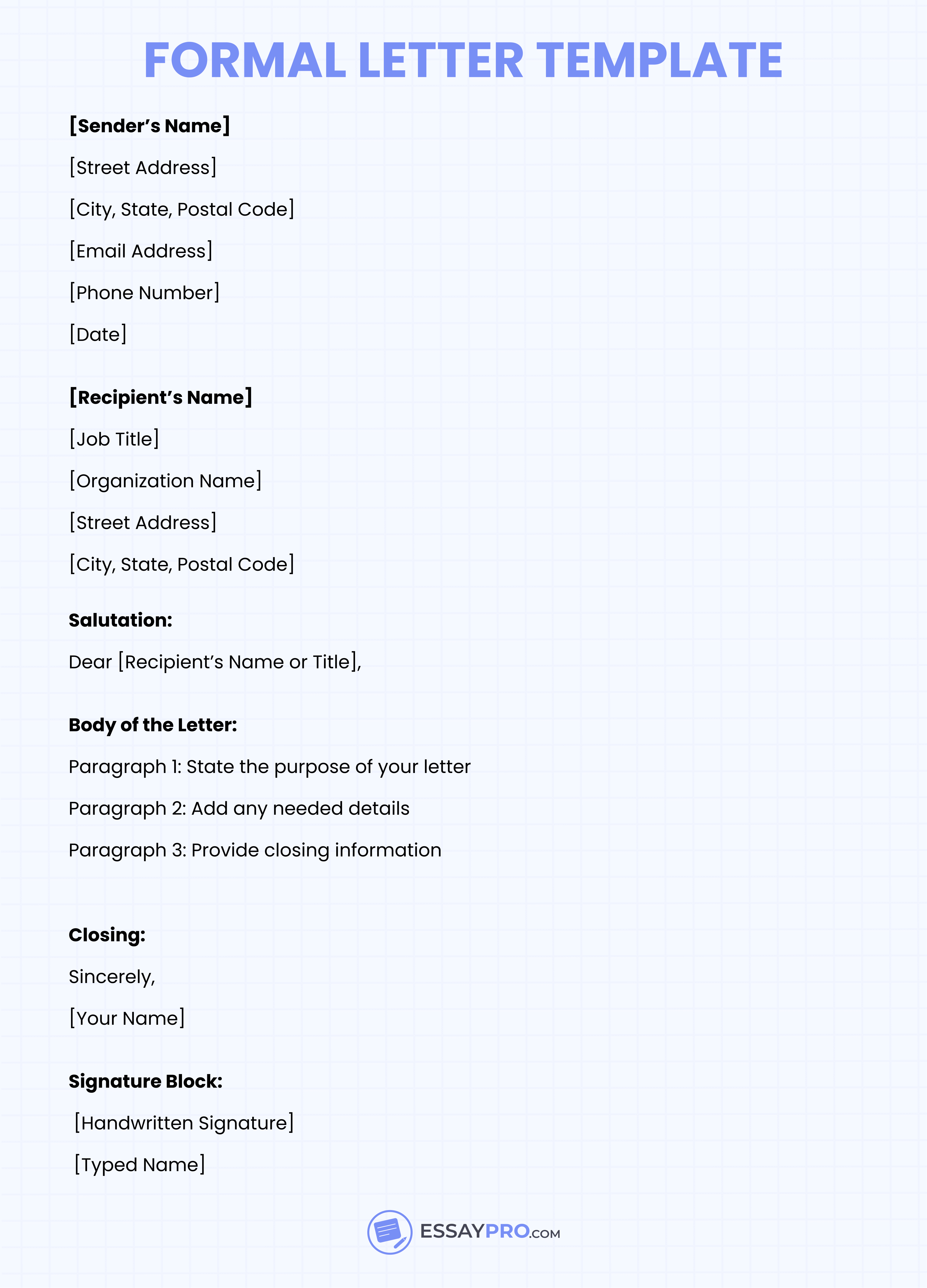 Formal Letter Template