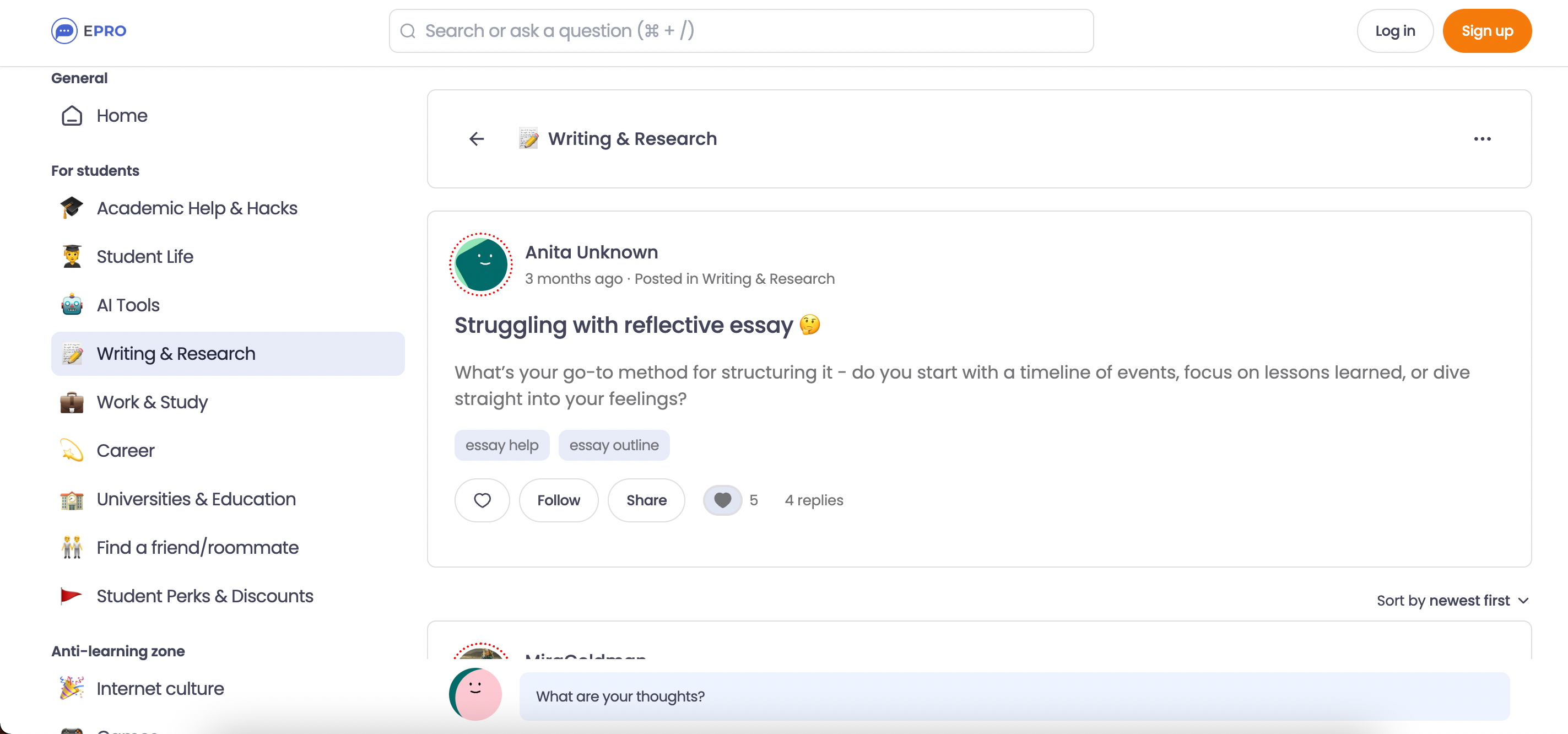 Struggling with reflective essay