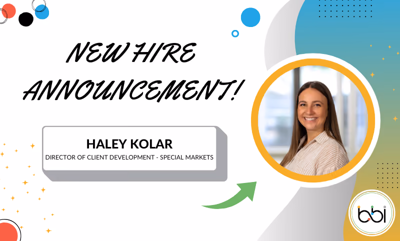 New hire announcement: Haley Kolar, Director of Client Development, Special Markets.