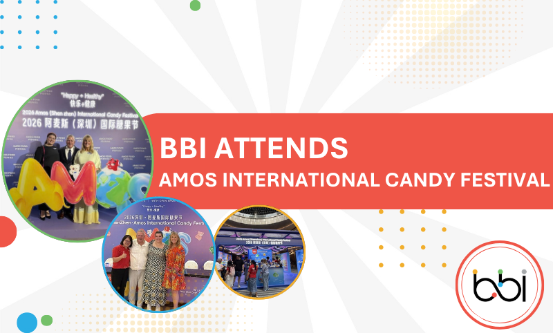 Amos Festival with red coloring with 3 BBI employees