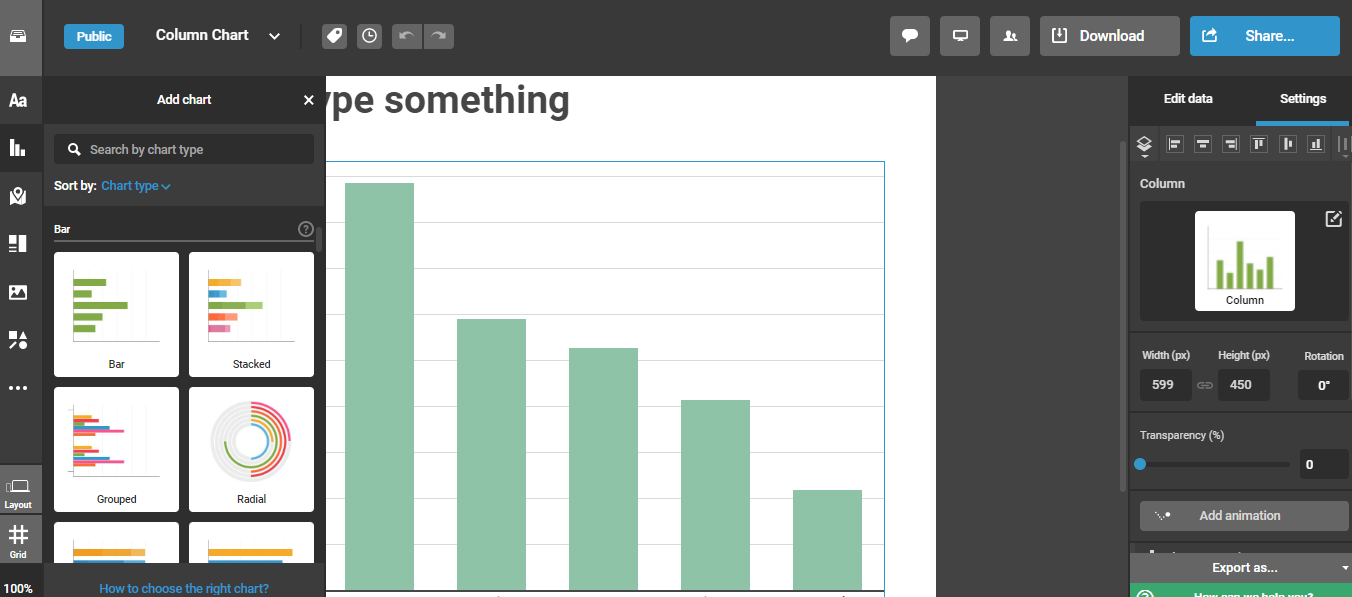 how to make charts using infogram for a pitch deck