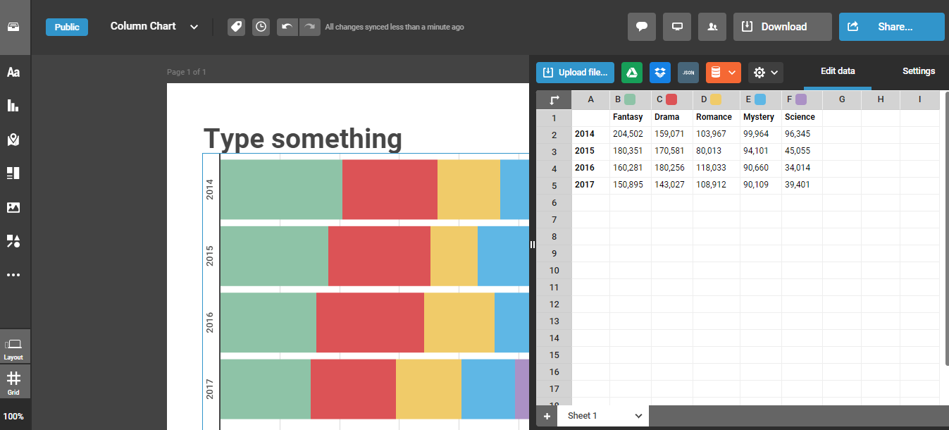 making a stacked bar chart with infogram for pitch decks