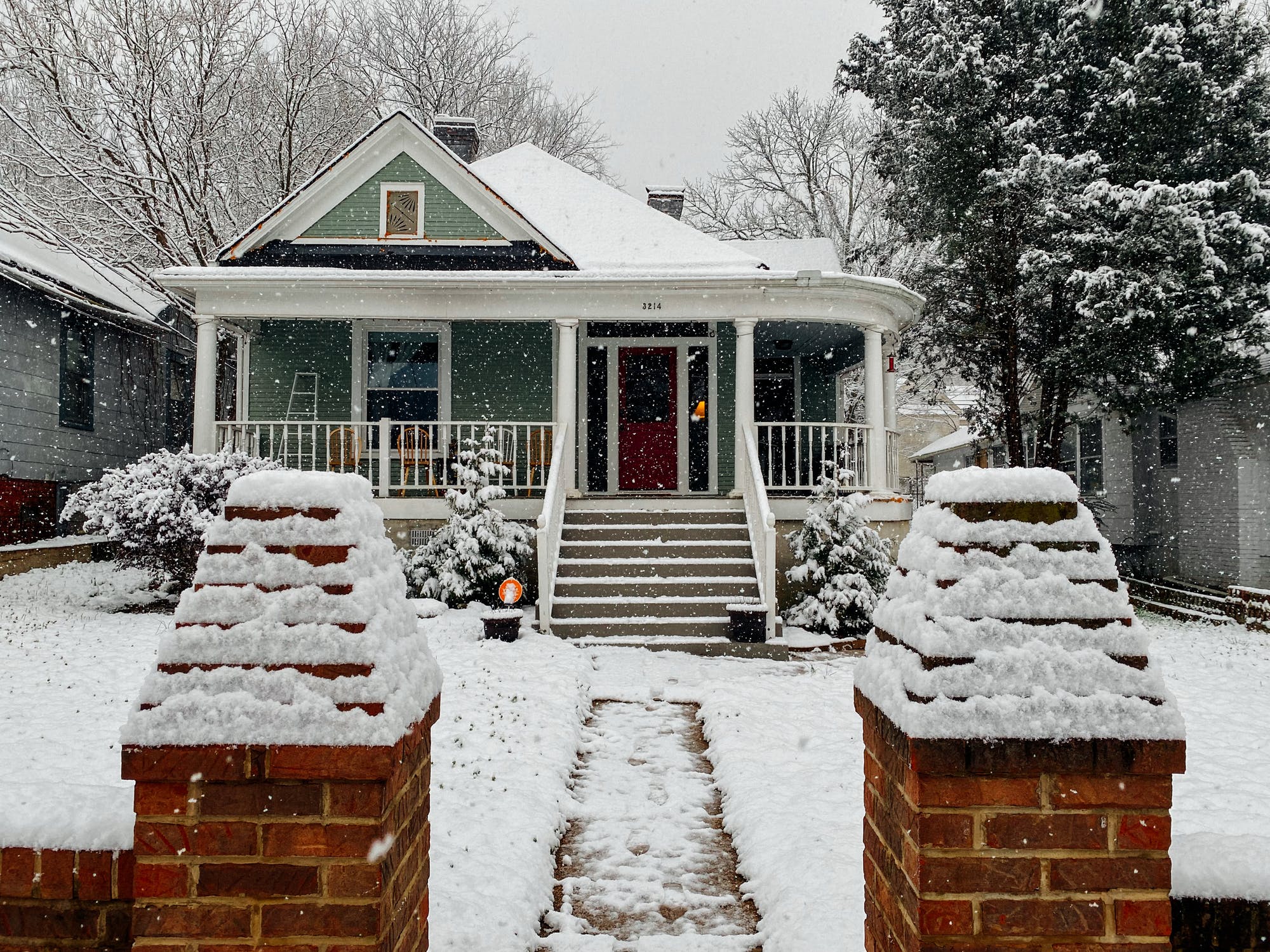 A house covered in snow during winter