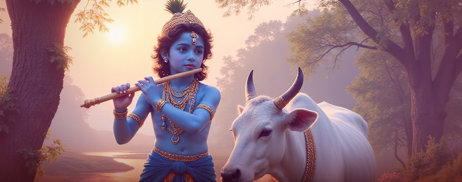 Krishna en compagnie de Gao Mata