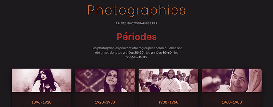 Capture d'écran de la rubrique "photographie" du site "anandamayi.one"